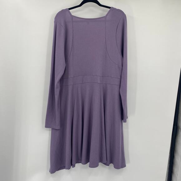 Torrid Waffle Knit Mini Dress Long Sleeve Skater Fit & Flare Scoopneck Purple 2X - Picture 4 of 9
